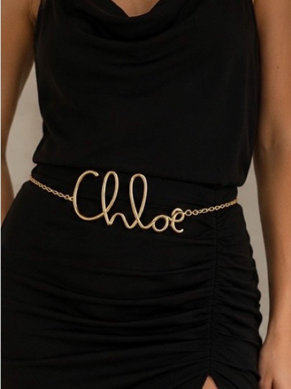 Chloe Gold Script Chain Waist Belt